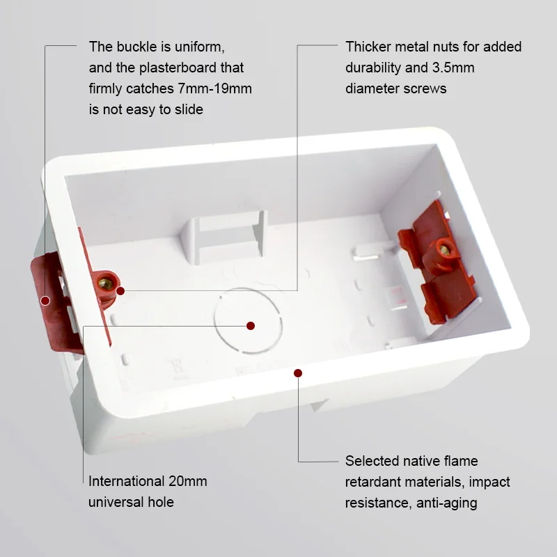 Plastic Dry Lining Box 146 Type Wall Switch Power Socket Gypsum Board Drywall Boxes 45mm Depth Plasterboad Hidden Cassette