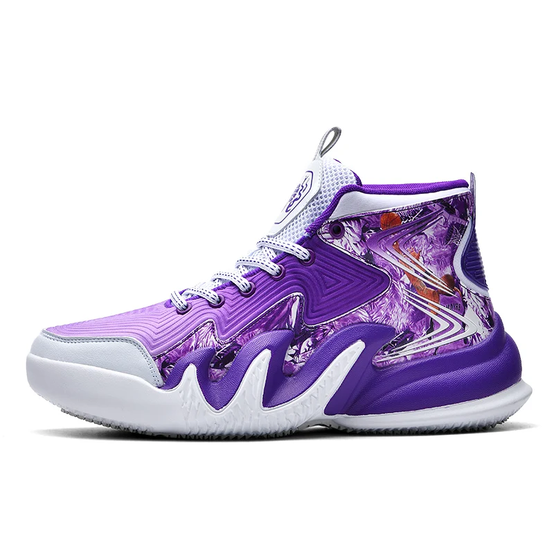 36-45 Men Women Purple Basketball Shoes  Boys Breathable Non-Slip Wearable Sports Shoes Athletic Sneakers Girls
