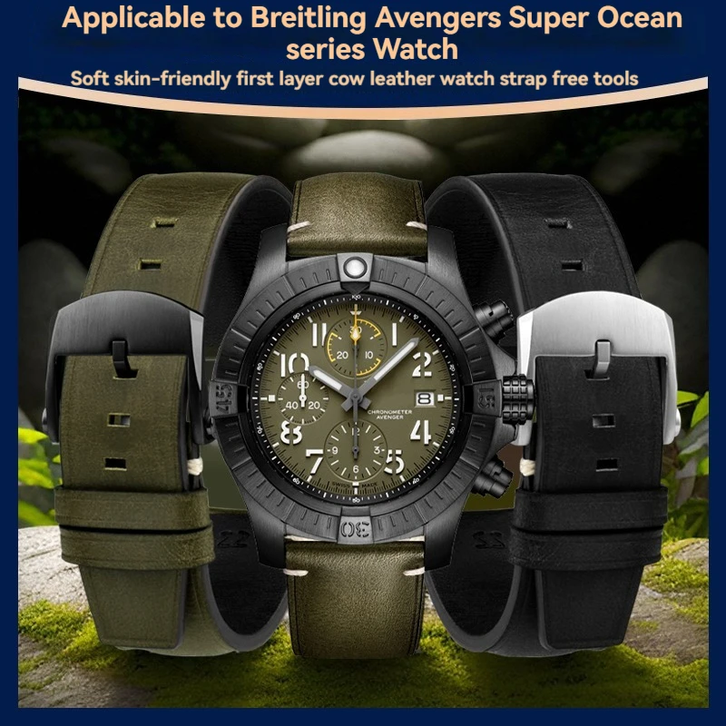 Cinturini In Pelle Da 22Mm Accessori Per Orologi Da Uomo Per Breitling Citizen Longines Cinturino Casual Cinturino Per Orologio Intelligente Retro Pel