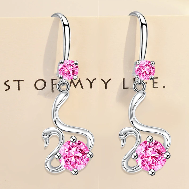 

New 925 Stamp Silver Color Women Drop Earrings Fashion Ear Hook Pendant Multicolor Goose Earring For Women Girl Jewelry Gifts