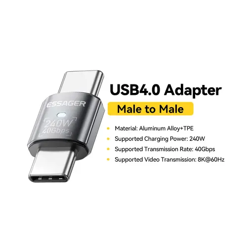Essager USB4.0 40Gbps OTG Adapter 240W Fast Charging Converter 90 Degree USB Type C Data Adapter For Phone Macbook Laptop 8K60Hz - Image 9