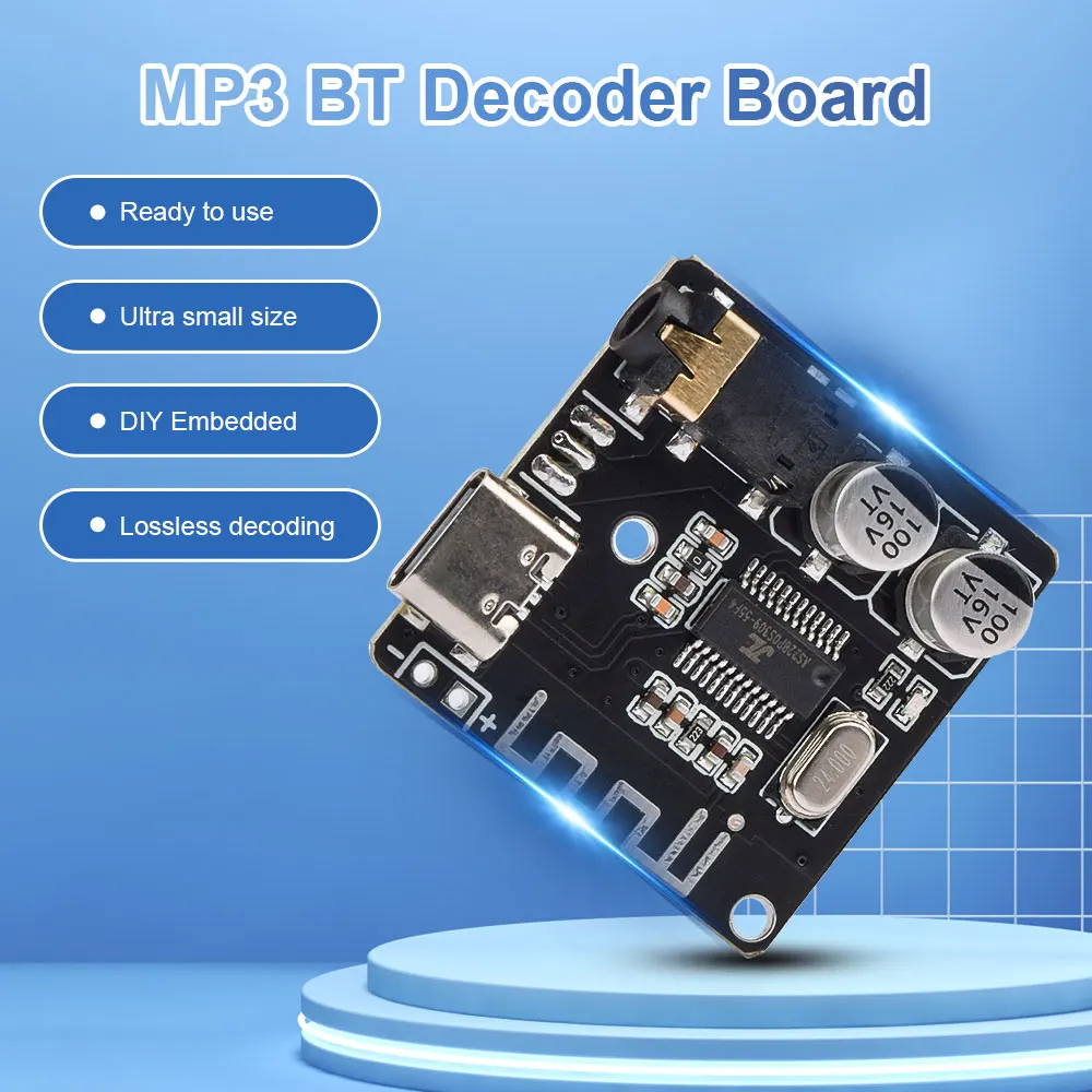 

4Pcs Type-C USB Bluetooth Audio Receiver Board VHM-314 Bluetooth 5.0 MP3 Lossless Decoder Board Wireless Stereo Music Module