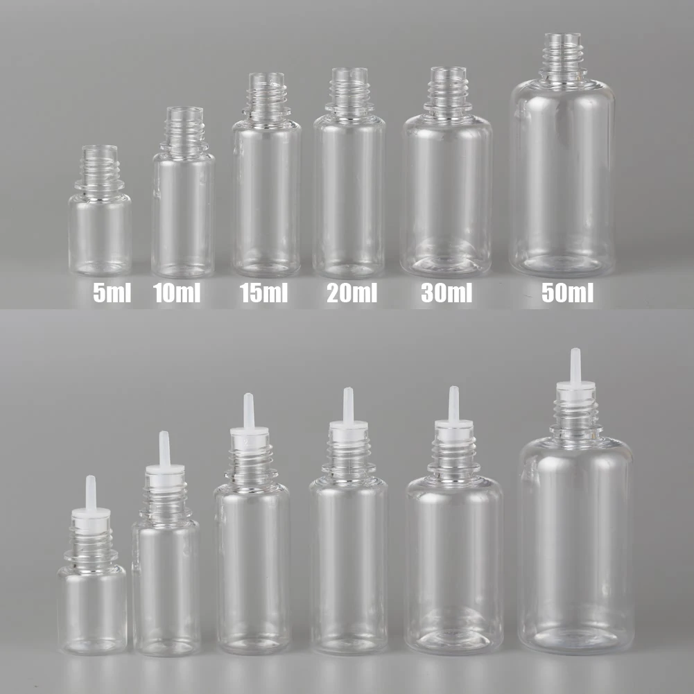 30pcs 5ml 10ml 20ml 30ml 50ml 100ml PET Plastic Empty Dropper Bottle Eye Liquid Oil Clear Containers with Caps Plug Tips Funnel