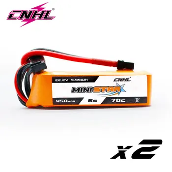 2PCS CNHL 6S 22.2V 450mAh Lipo Battery 70C Ministar With XT30 Plug For Mini Quad FPV Drone RC Quadcopter Helicopter Airplane 1
