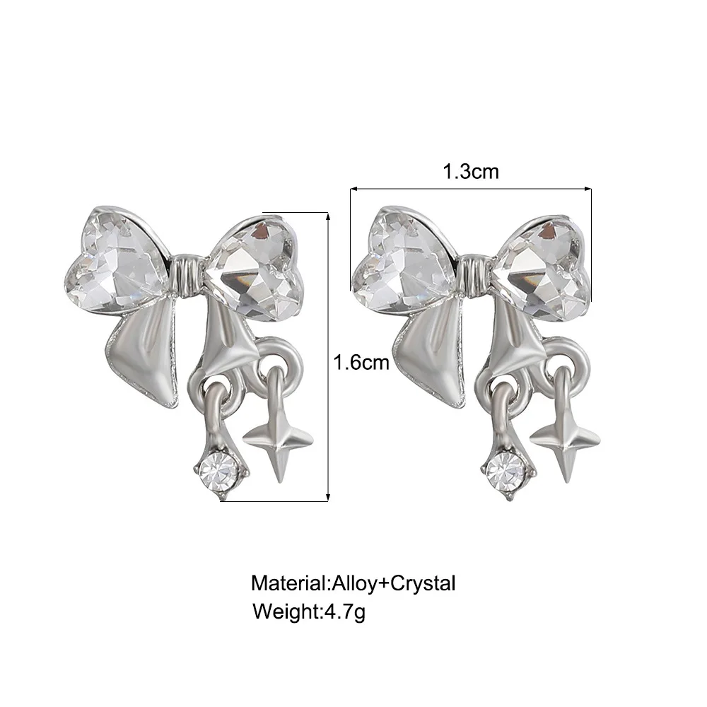 stud earrings Y2K Bowknot Zircon Women Korean Pink Crystal Personality Party Jewelry Gifts