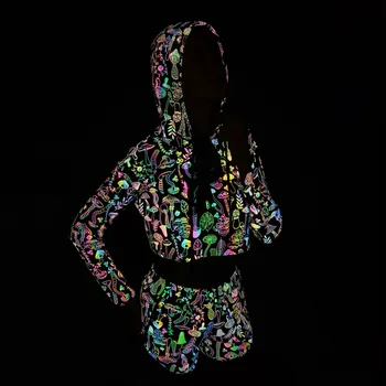 Holographic Reflective Hoodie Top and Shorts 1