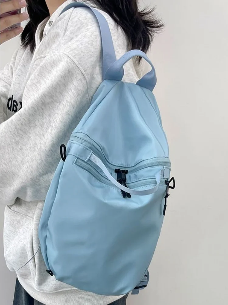 Korean Brief Nylon Casual Waterproof Travel Backpack Lightweight Handbag Unisex Sport Knapsack Preppy Teenager School Backpack