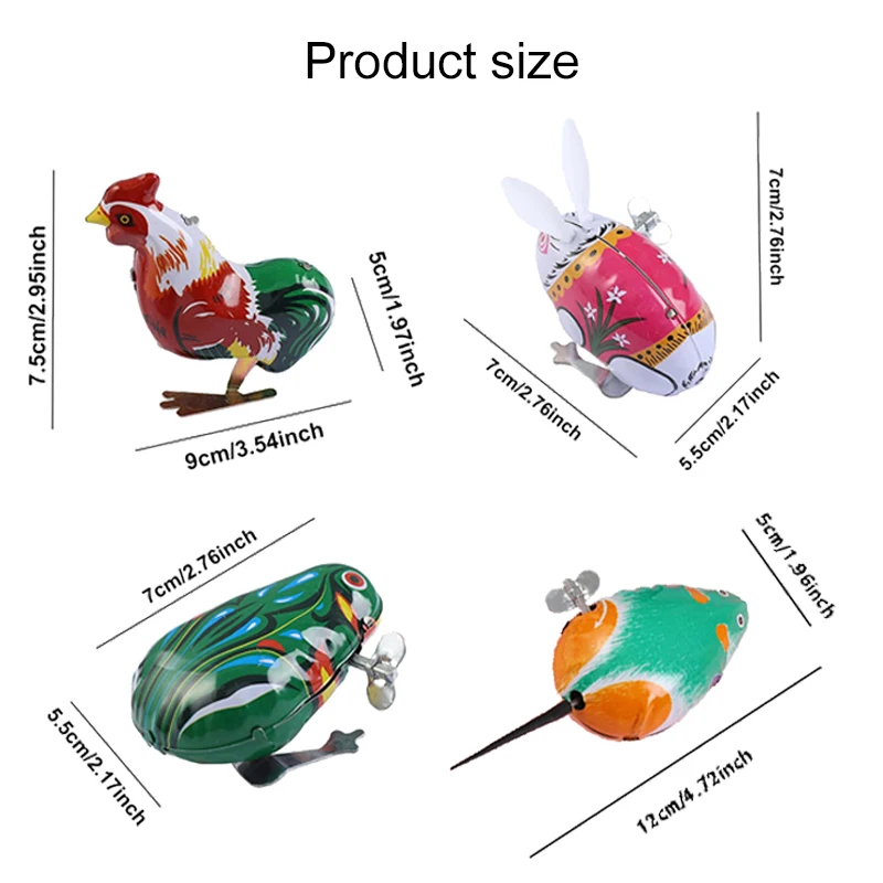 Wind Toys Wind-up Toys Clockwork Tin Toys Frog Rabbit Mouse Rooster Children Team Competition Game Prizes Nostalgic Souvenirs Gifts TMZ