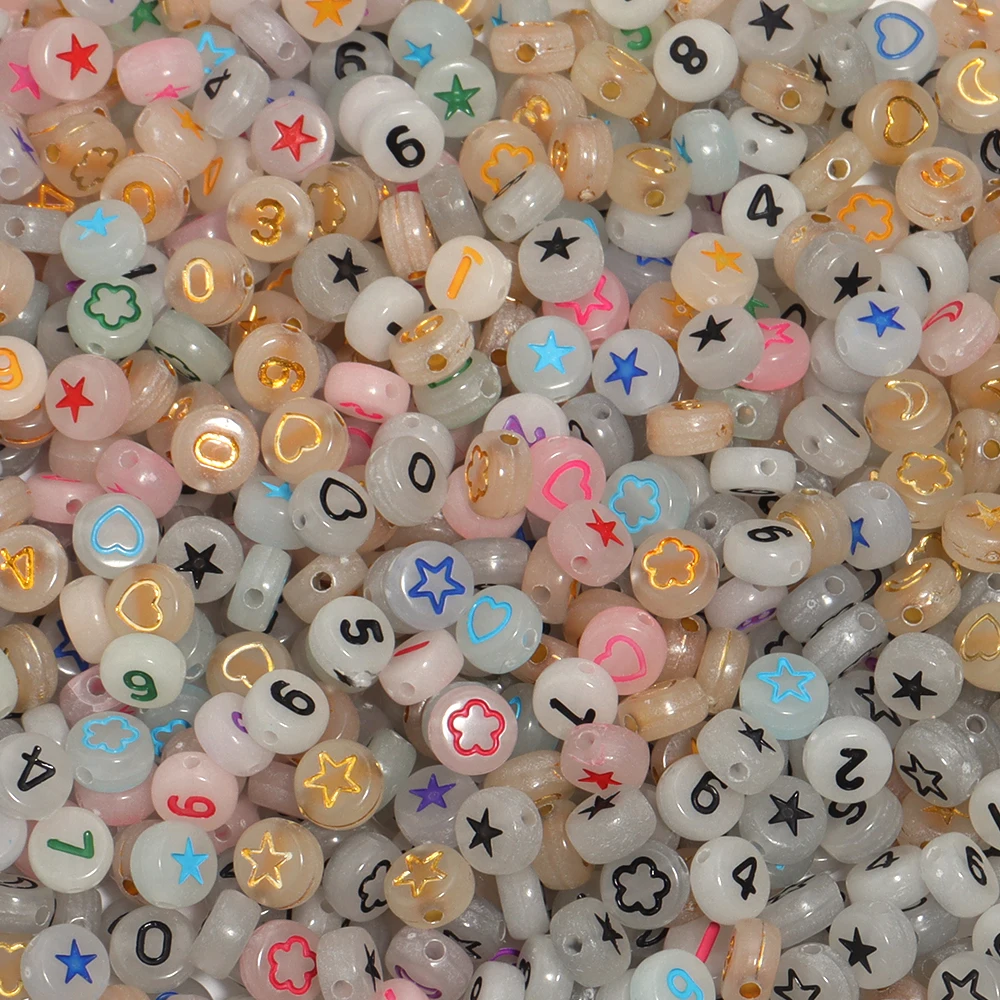 100pcs/lots Acrylic Luminous Flat Beads round Glow In The night