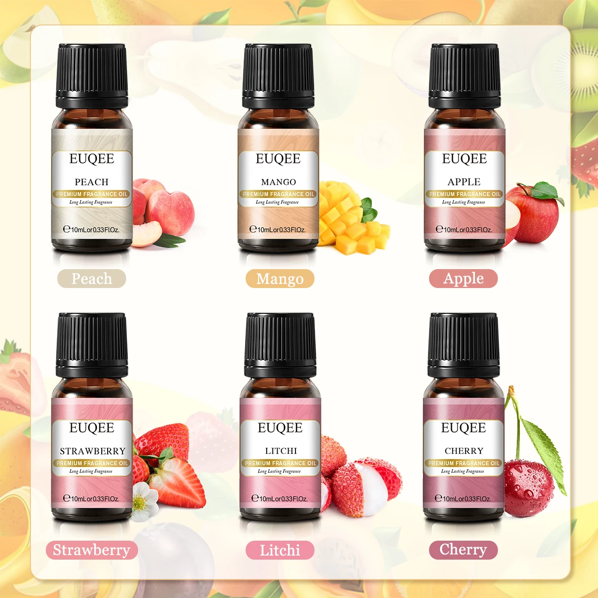 EUQEE 6pcs/set Fragrance Oil Gift Kit For Diffuser Coffee Bakery Harvest Spice Pumpkin Pie Forest Pine Sweet Fruit Aroma Oils 3