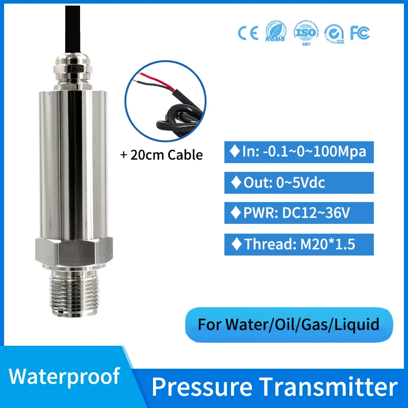 

OEM 0-5v Compact Type Air Gas Pneumatic Pressure Transducer Absolute Gauge Diffused Silicon Water Pressure Sensor Transmitter