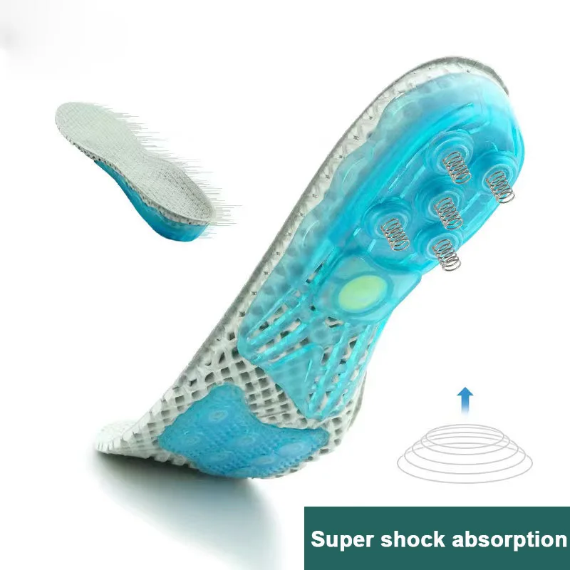 High-quality high-elastic sports insole unisex arch support run full cushion built-in spring shock-absorbing breathable insole