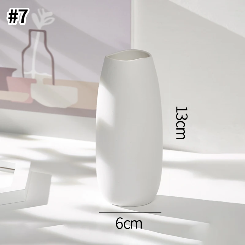White Ceramic Nordic Vases - Decorative Home Ornaments for Living Room and Desktop Decor
