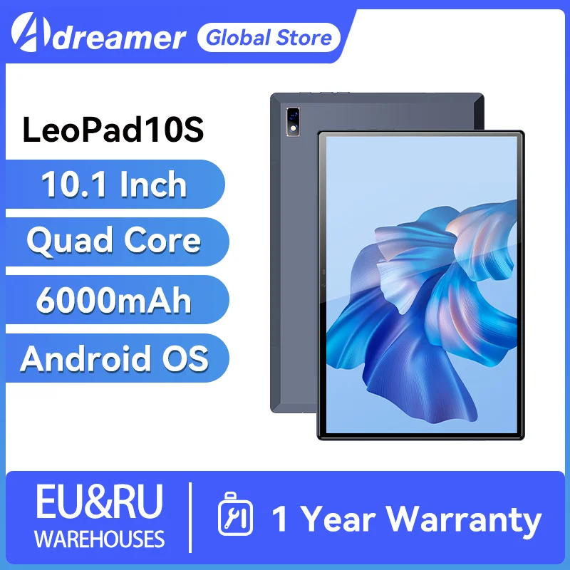 

Adreamer LeoPad10S Tablet Android 11 10.1 Inch 4-Cores 4GB RAM 32GB ROM 1280x800 IPS Pad 6000mAh Dual Camera Type-C Metal Body