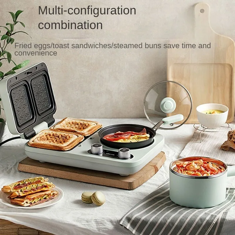 Breakfast Machine Sandwich Household Small Auto Power Off Non-stick Coating Kitchen Cooking Multifunctional Hot Press Toaster 3