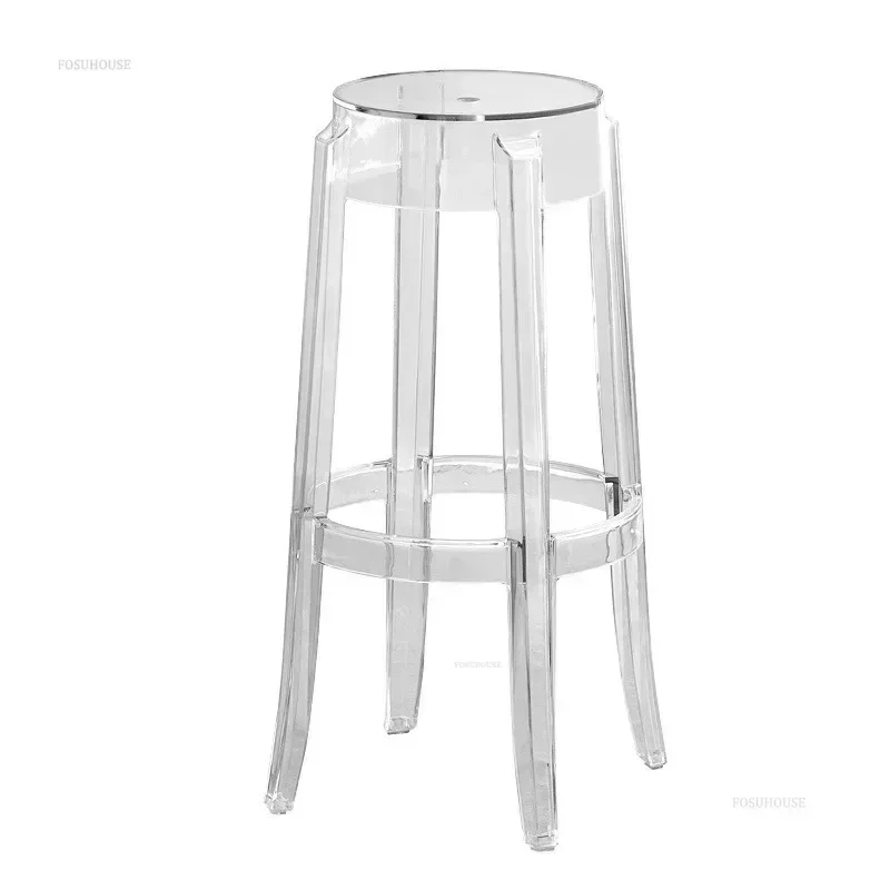 Nordic Transparent Acrylic Chair Crystal Bar Stool Home Kitchen Island Stool Plastic High Foot Chair Bar Counter StoolN
