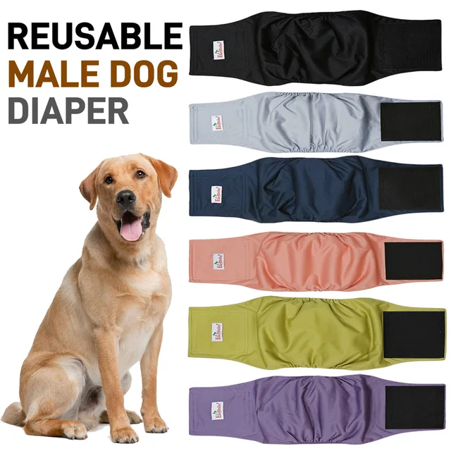 10PCS Washable Male Dog Diaper Reusable Pet Sanitary Panties Nappy Belly Band Wrap Diapers Absorbent Leak Proof Pee Pant For Dog