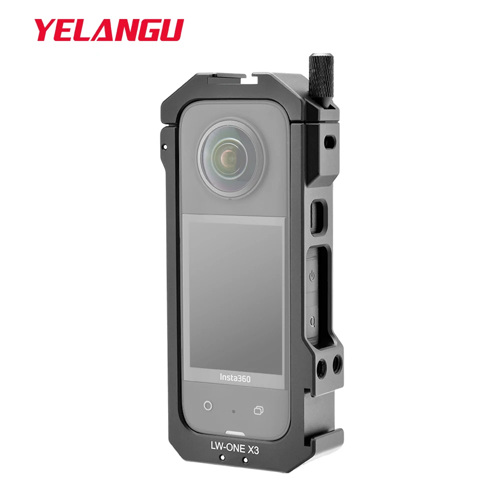 

YELANGU Metal Cage for Insta 360 X3 Frame Rig Protective Case with Cold Shoe Mount Action Camera Accessories for Insta360 X3