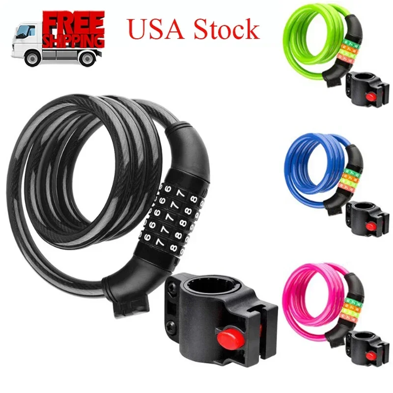 

Велосипедный замок с паролем, прочный стальной замок с кодом 4/5 цифр, замок для мотоцикла, Аксессуары для велосипеда, кабель