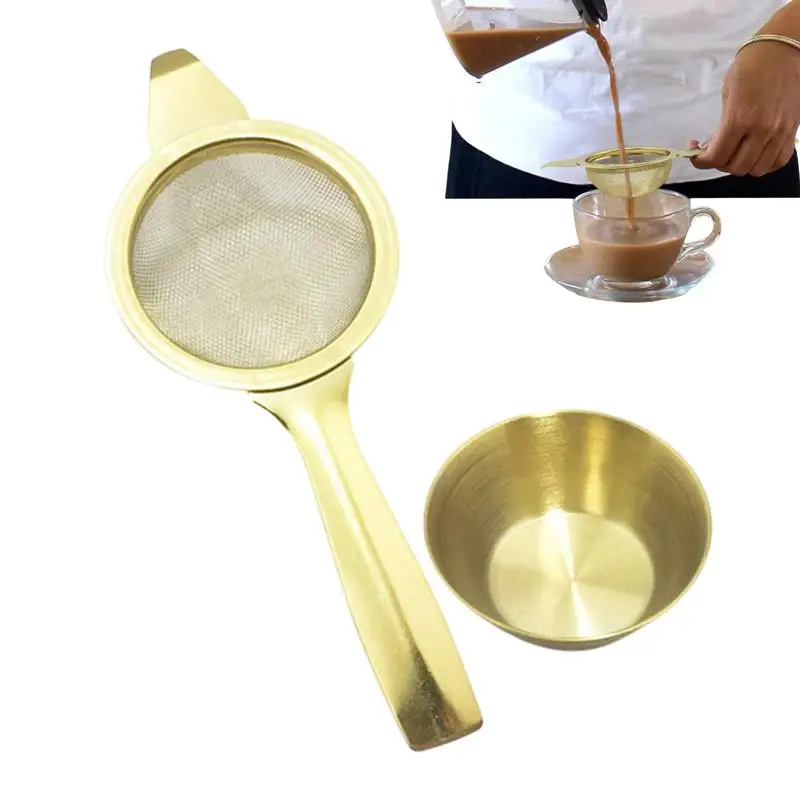 Pratical Fine Tea Strainer Filters Kongfu tea Stainless Steel Mesh Colander Reusable Teapot Infuser With Handle accessories 1set