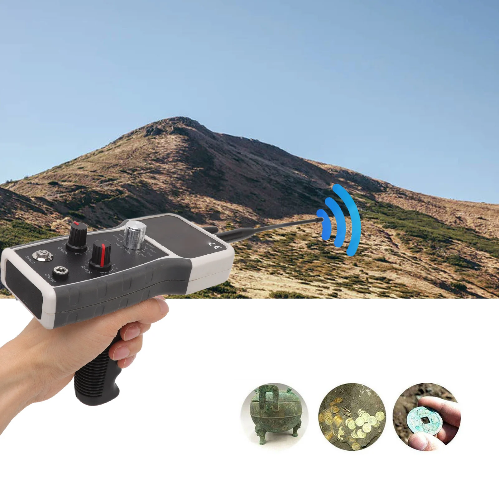 100-240V Metal Scanner 25m Depth 1800m Range Sensitive 1000MAH Gold Finder for Outdoor metal detector