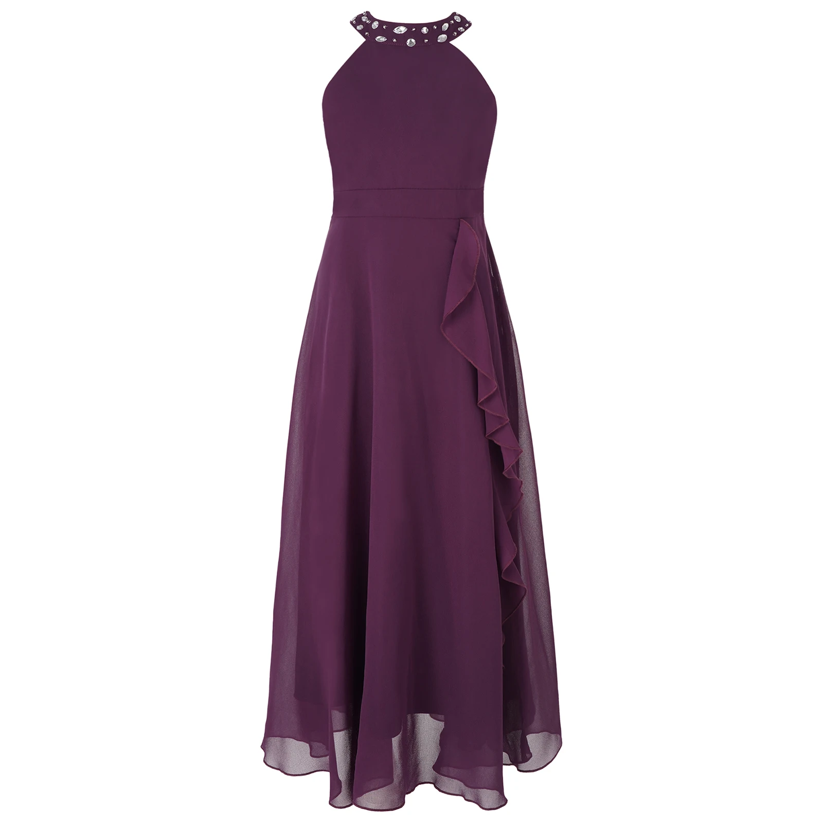 

Kids Sleeveless Elegant Chiffon Party Dress Girls Summer Dress Performance Wedding Birthday Flower Girl Dresses 6-14 Years