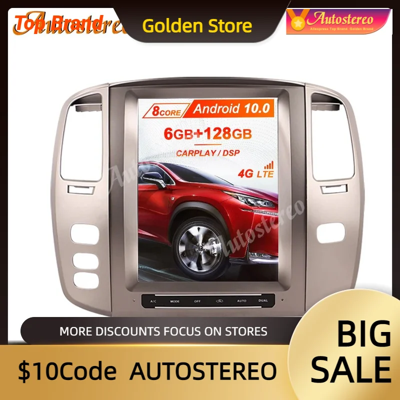 

Android 13 8+256GB Tesla Style Car Radio GPS Navigation For TOYOTA LAND CRUISER LC100 2003-2007 Auto Head Unit Multimedia Player