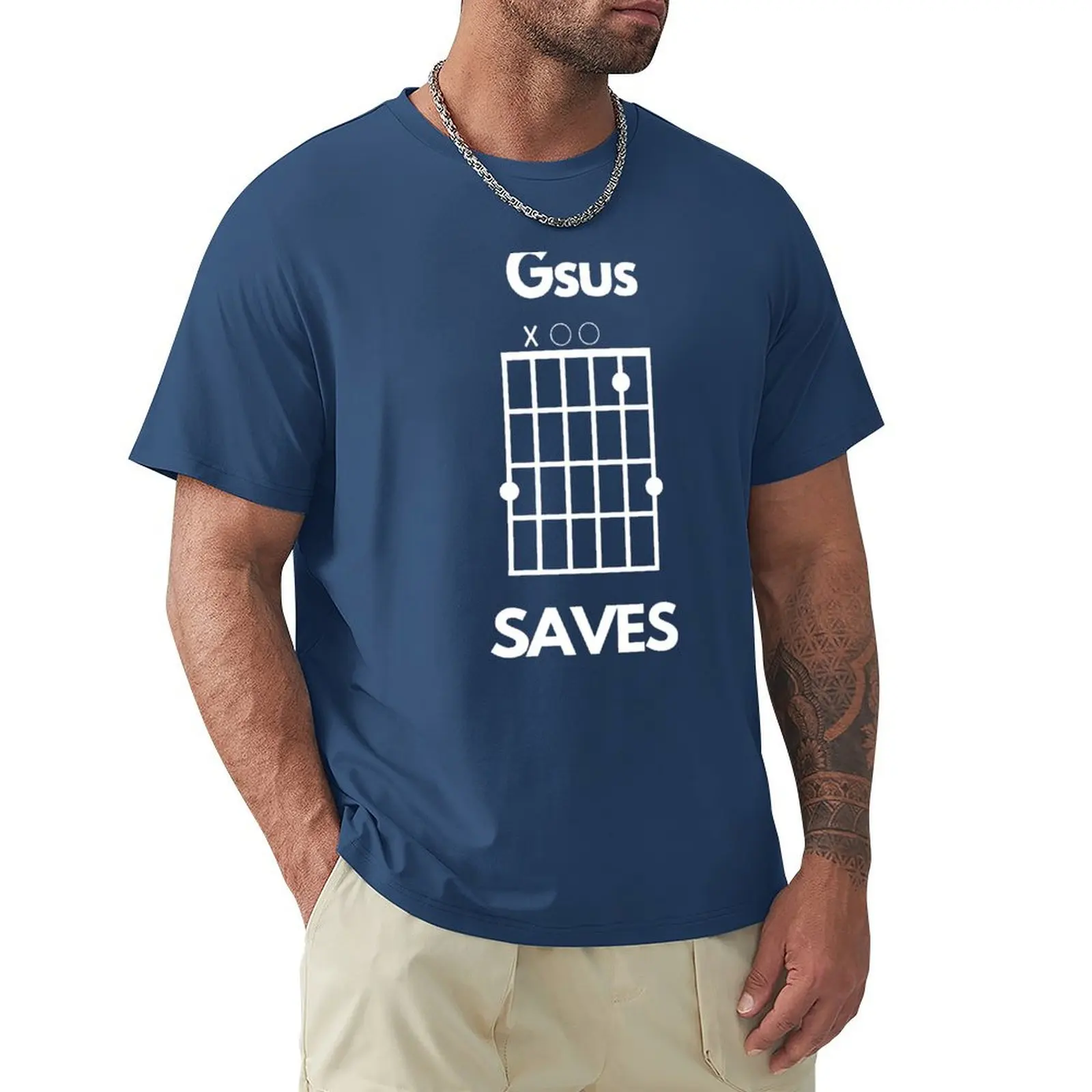 

Gsus Saves (Jesus Saves) Chord Pun T-Shirt Blouse kawaii clothes summer top Men's t-shirt