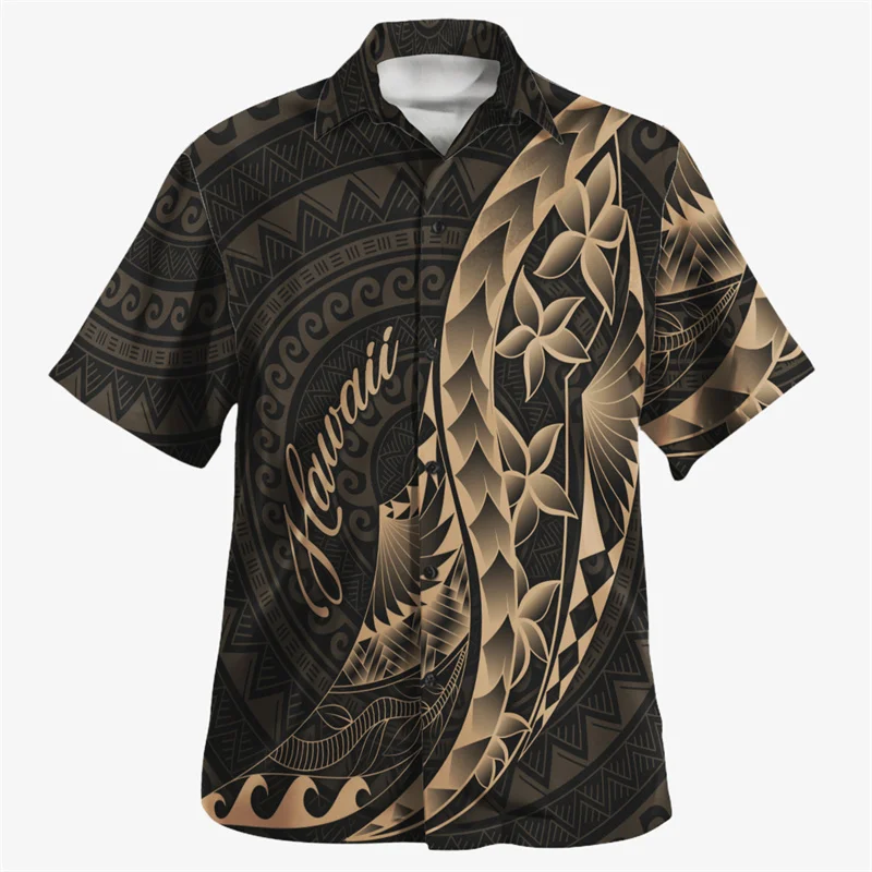 

New Harajuku 3D Printing Amercian Polynesian Hawaii Flag Shirts Men Hawaii Coat Of Arm Graphic Short Shirts Fashion Tops Clothes