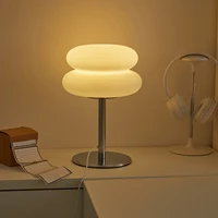 Bedroom bedside lamp creamy style table lamp USB plug tri color dimming living room study atmosphere light 4