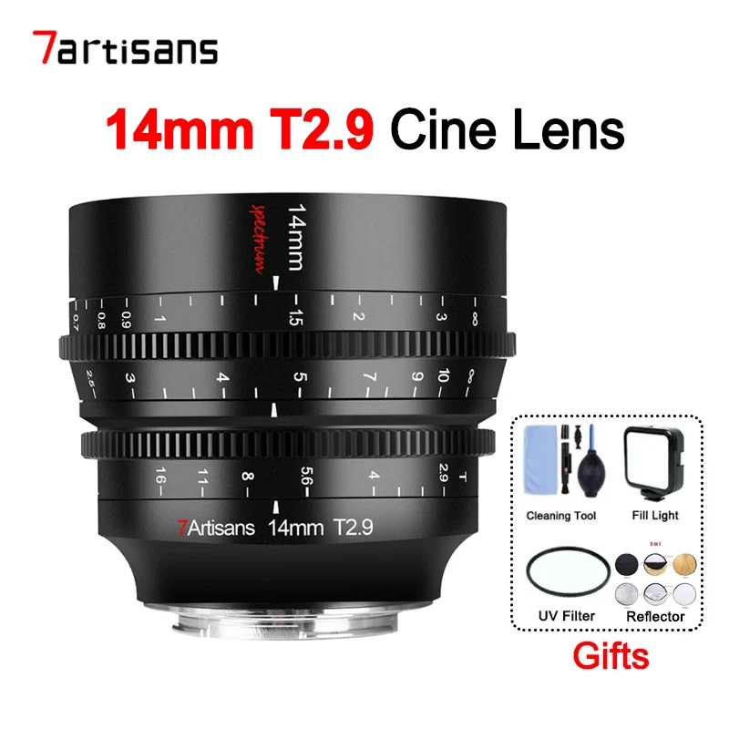 7 Artigiani 14Mm T2.9 Cine Lens Full Frame Lente A Spettro Manuale Ad Ampia Apertura Per Sony E Zve10 Nikon Z Leica Tl Sigma Fp Canon Rf