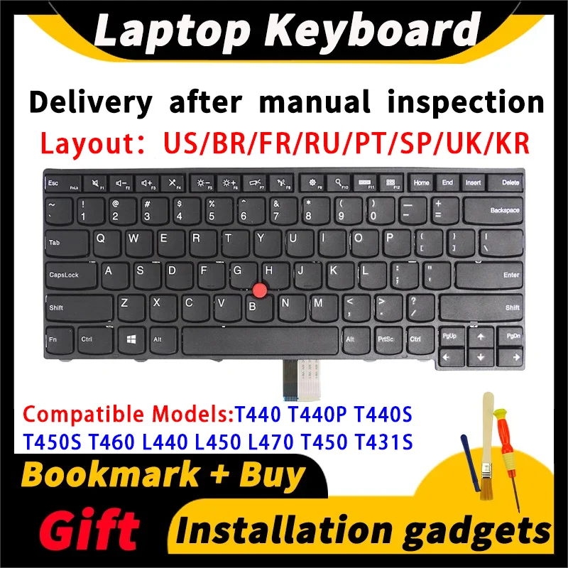 Clavier d'ordinateur portable français for Lenovo ThinkPad T440 T440p T440s T450S T460 L440 L450 L470 T450 T431s Keyboard 04Y0862