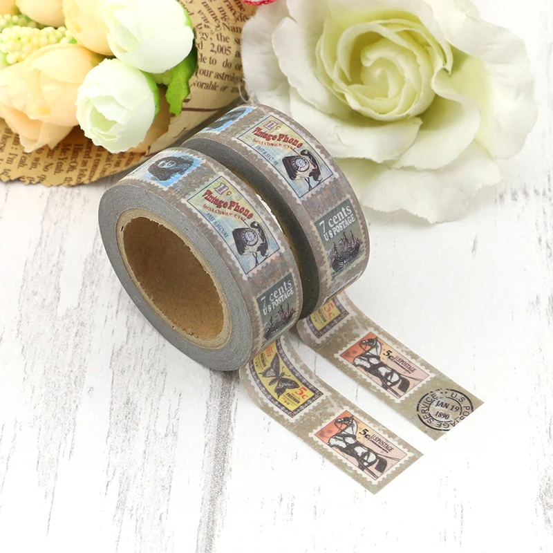1PC. 요트 나비 말 카메라 마스킹 빈티지 스탬프, 일본 와시 테이프 장식 문구, 10M