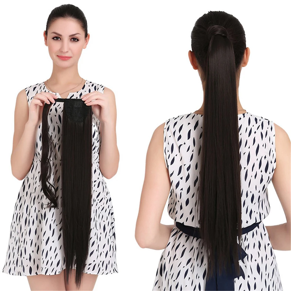 

Прямые накладные человеческие волосы для конского хвоста, хвосты для женщин, волосы, бразильский черный конский хвост, зажим для волос, TYSLE