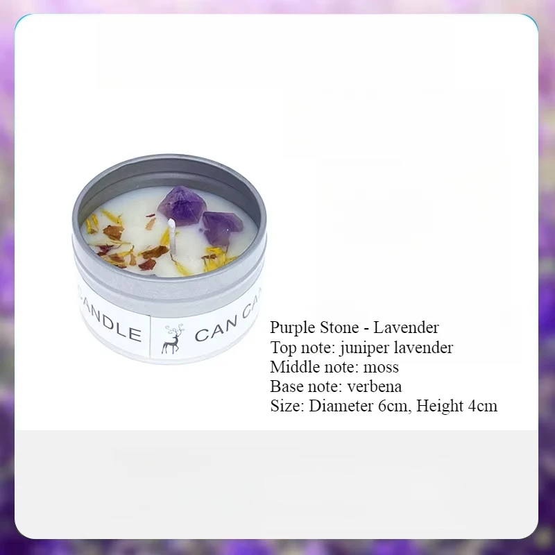 Scented Crystal Stone & Dry Flower Candle in Elegant Silver Tin