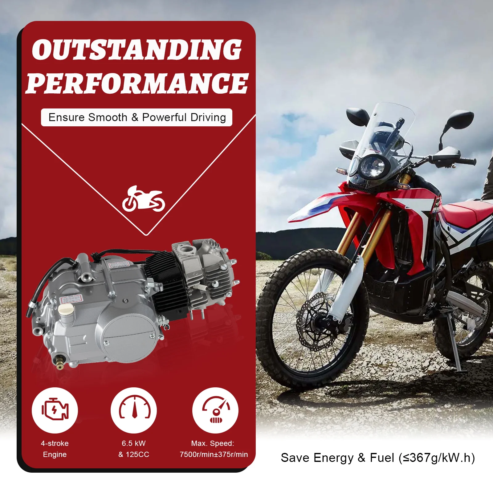 Engine CRF50 125CC Single Cylinder 4 Stroke Engine Effective Cooling System