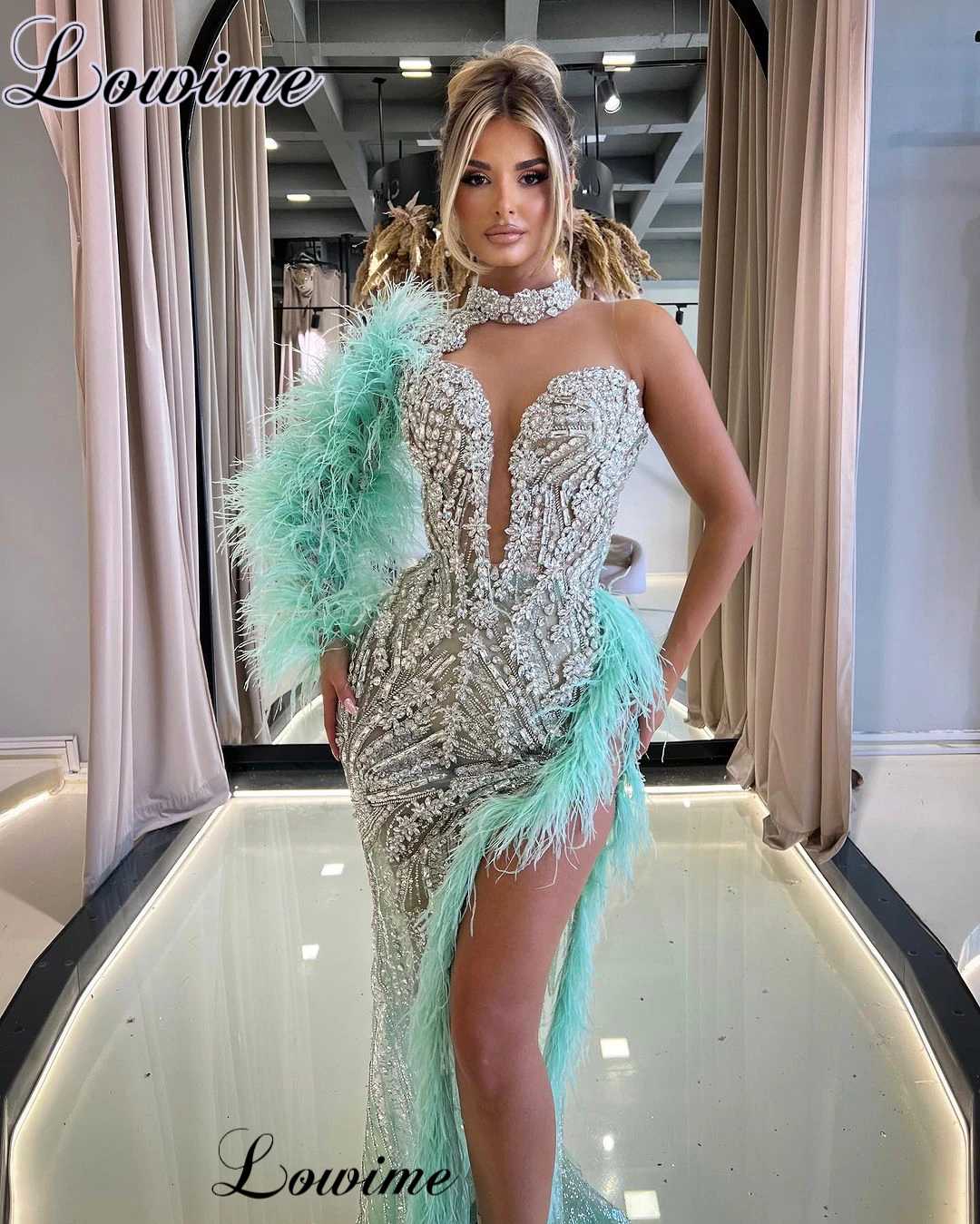 Luxury Crystals Cocktail Dresses For Women One Shoulder Elegant Grand Party Dresses Sexy Evening Gowns