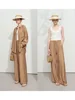 AMII Minimalism Shirt Pants For Women 2025 Spring New Casual Basic Single Breasted Shirt Straight Long Wide Leg Pants 12511048 2