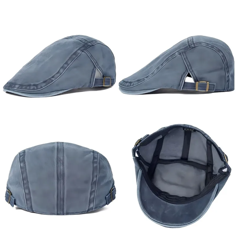 Watered Denim American Retro Beret Washed Old Street