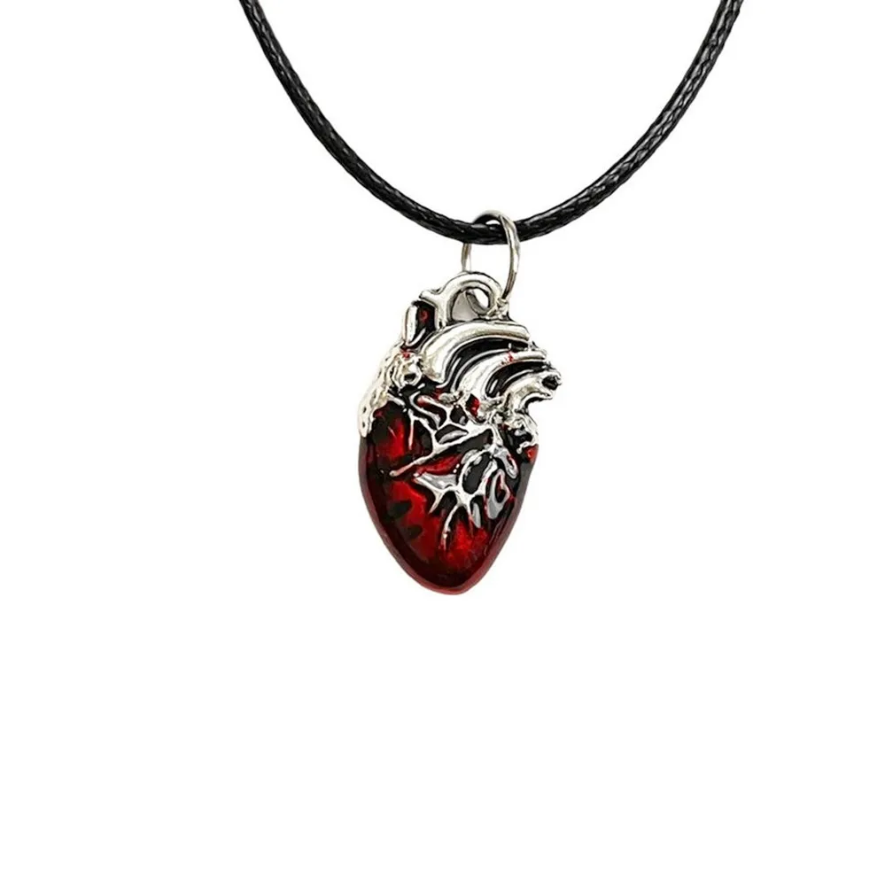 redanatomicalheartnecklaceheartchokerredbloodyheartnecklace