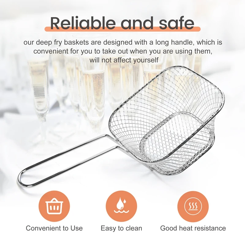 ABXF-Fry Basket French Fry Holder Chip Mini Basket Food Baskets For Serving Reusable Fries Holder Deep Fryer For Home