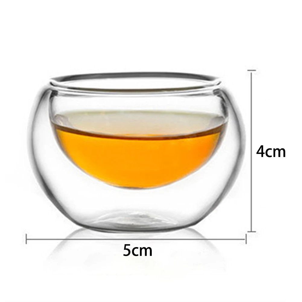 1/2/4pcs Double Layer Glass Tea Cup Set Transparent Drinkware Coffee Milk Water Mug Multi-Purpose Brewings Tea Cup Kitchen Tools