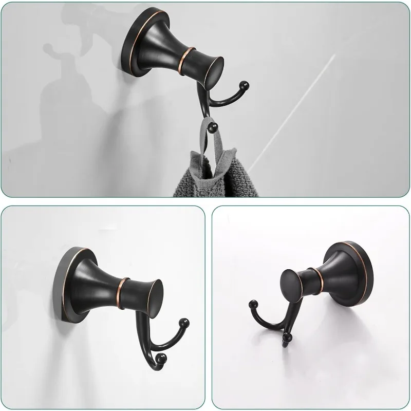 Oil Rubbed Bronze 4-Piece Bathroom Bath Set, Wall Mount Bathroom Hardware Fixture, Accessories