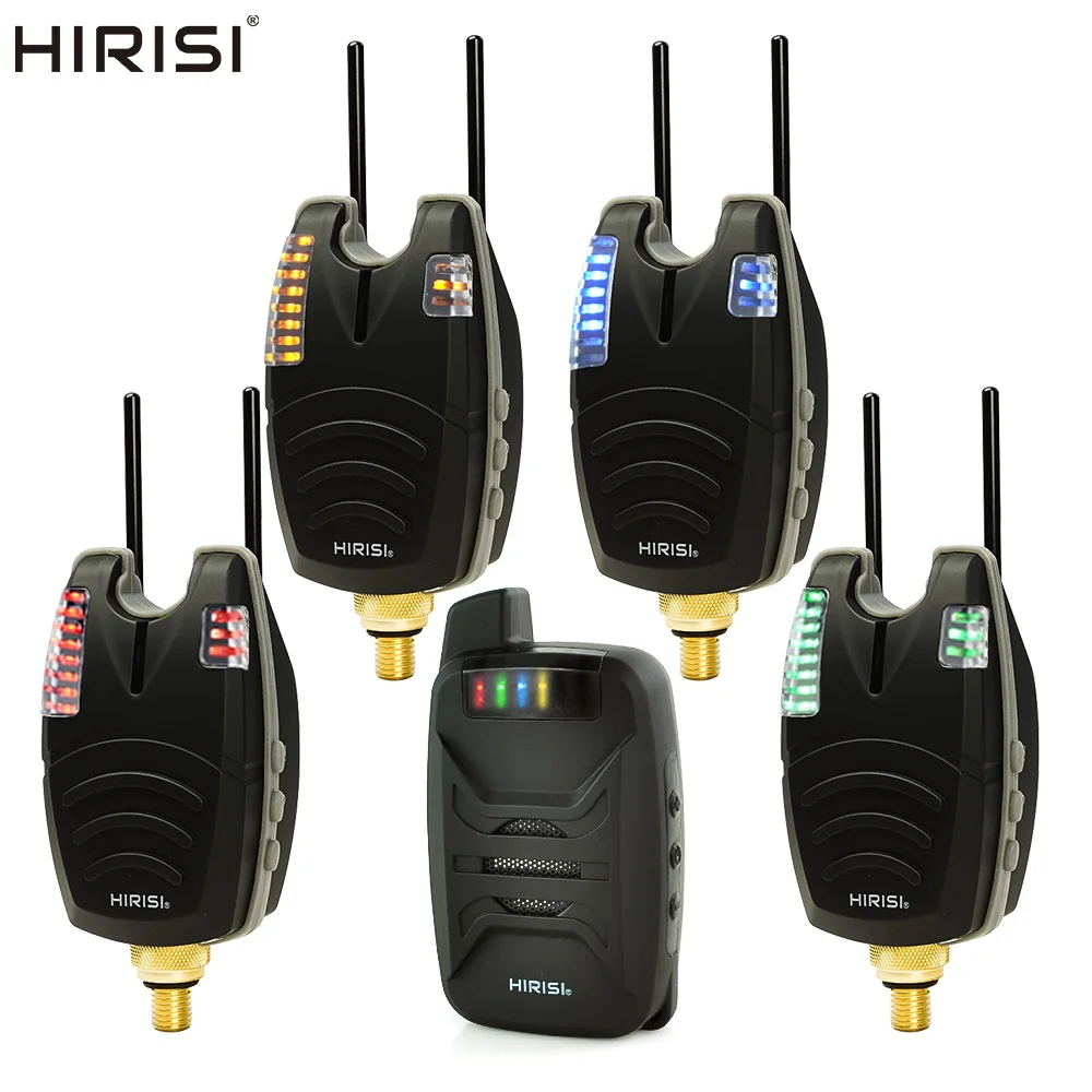 Set d'alarme sans fil Hirisi pour pêche à la carpe avec 1+4 indicateurs LED sonores - Accessoire B1230
