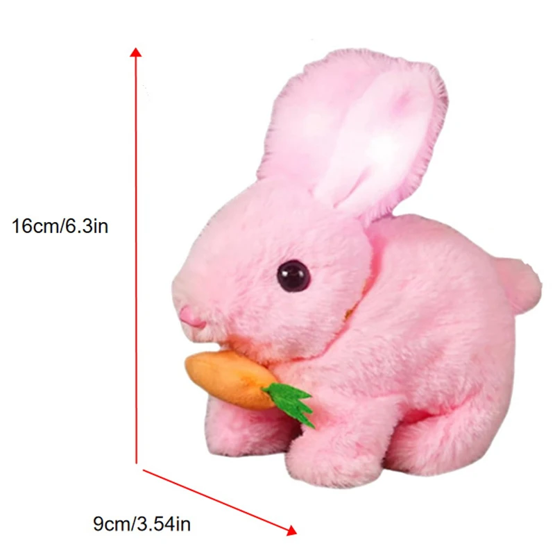 Cute Electric Rabbit Interactive Plush Toys Bunny With Light Carrot Walking Wiggle Ears Wag Tail Stuffed Peluche Doll Birthday
