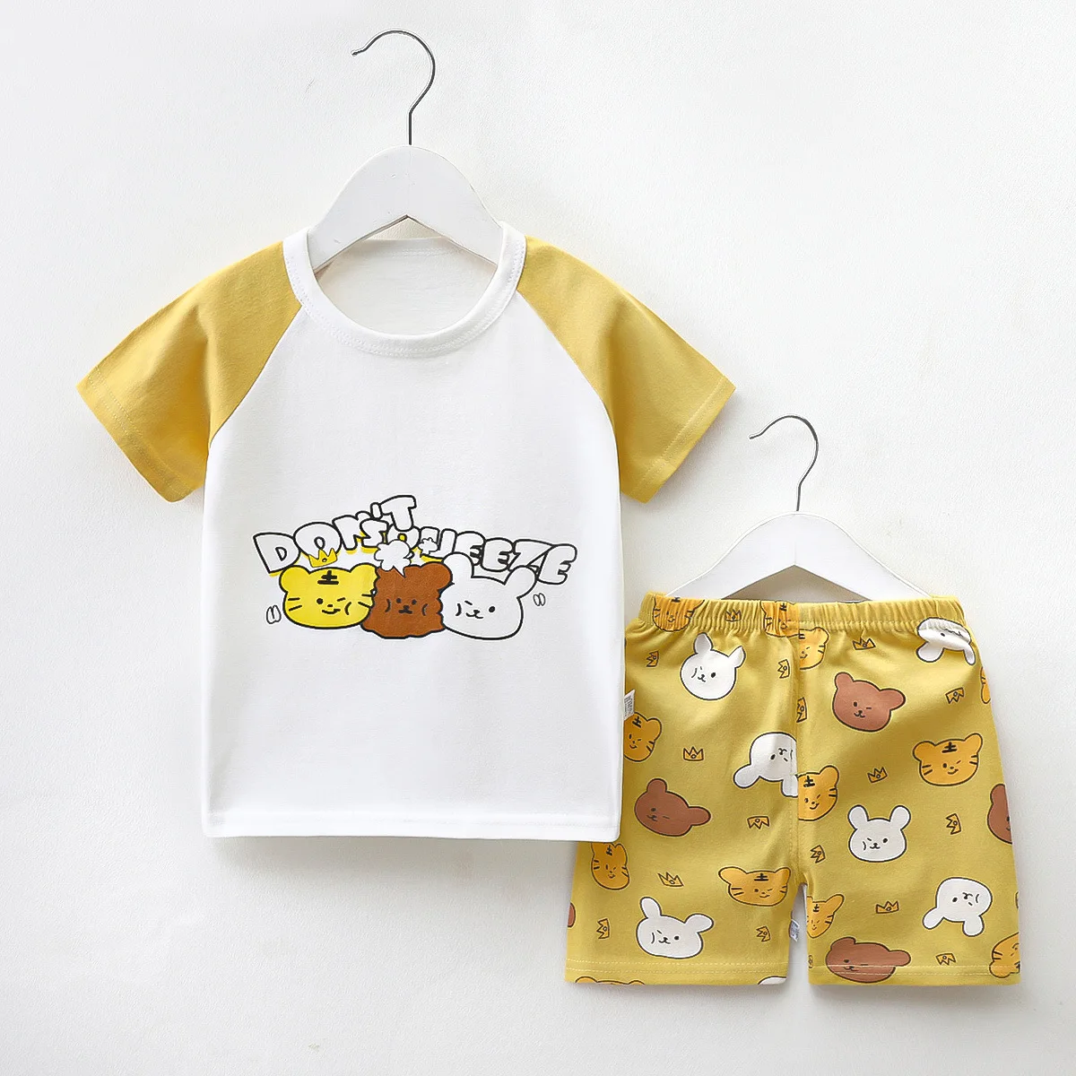 

ZWF2184 Baby Clothes Cute Short-sleeved Children T-shirts + Shorts Suit Cotton Kids Boys Girls Clothing Sets Summer Kids Outfit