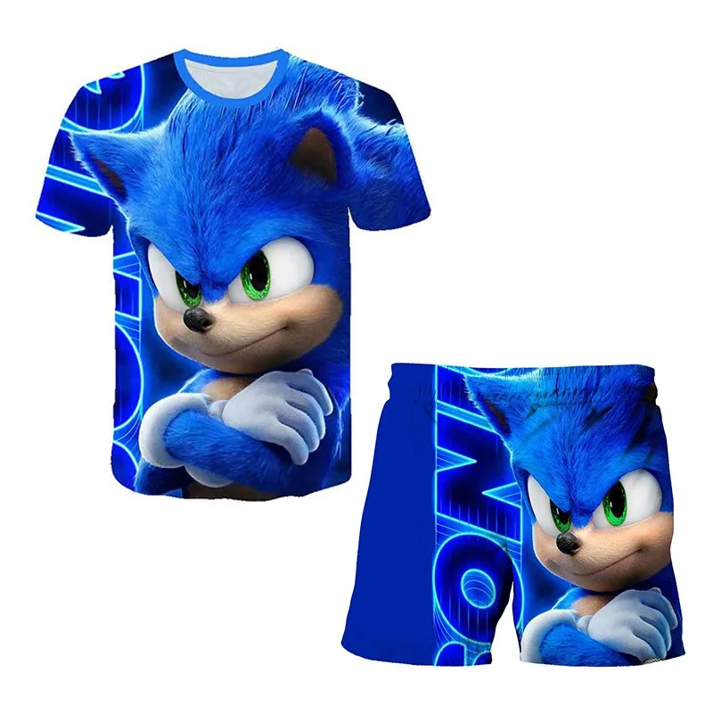 thumbnail image 1 of Conjunto de pijama de Sonic The Hedgehog para niños, traje de baño de anime para niños, ropa de dormir con estampado 3D de dibujos animados para el hogar, traje de playa de cosplay kawaii para niños, 1 of 4