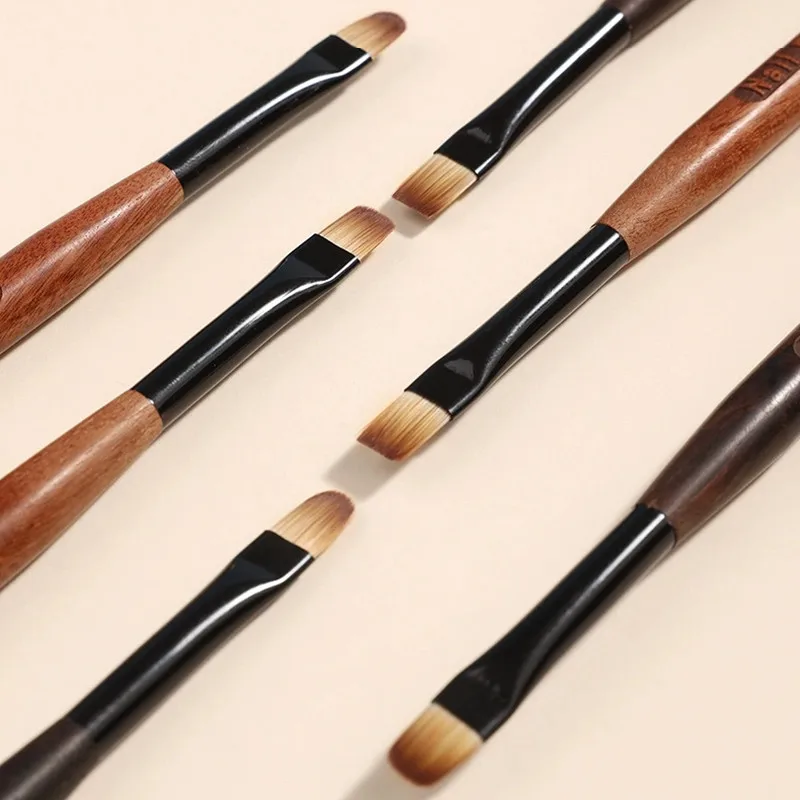2Pcs Round Wood Handle Nail Ombre Brush Nail Art Painting Pen Brush UV Gel Polish Gradient Color  Acrylic Nail Drawing Pen 5