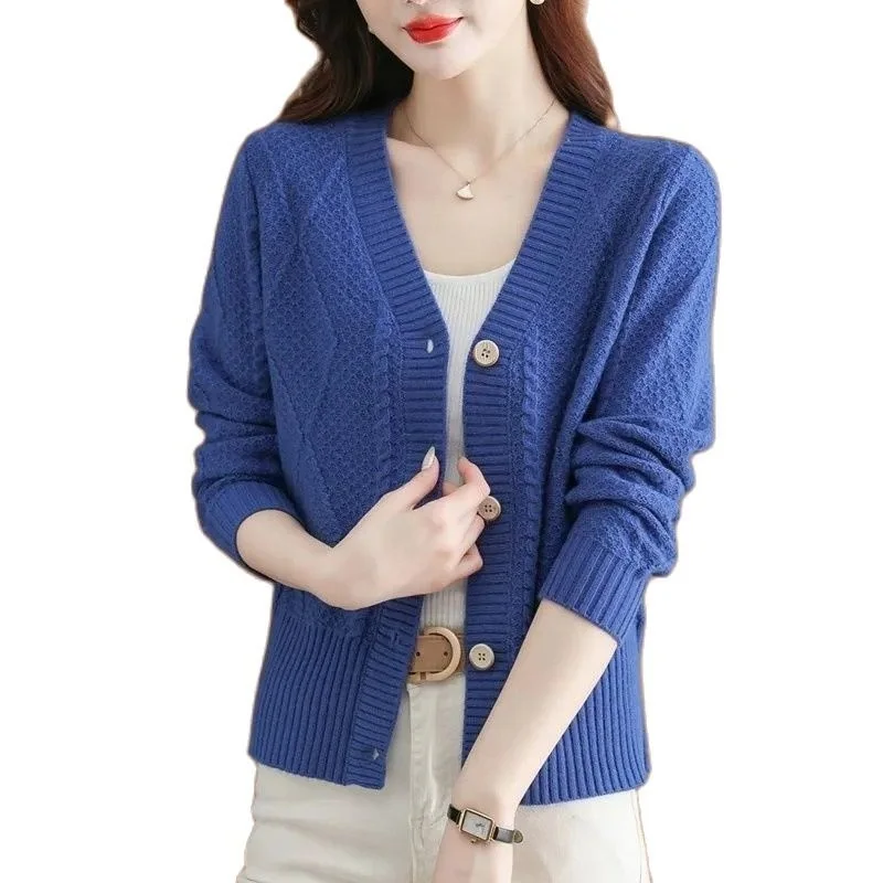 

2023 New Spring Autumn Short Sweater Women Knit Cardigan Fashion Single Breasted Casual Knitwear Ladies Tops Loose Outwear H3006