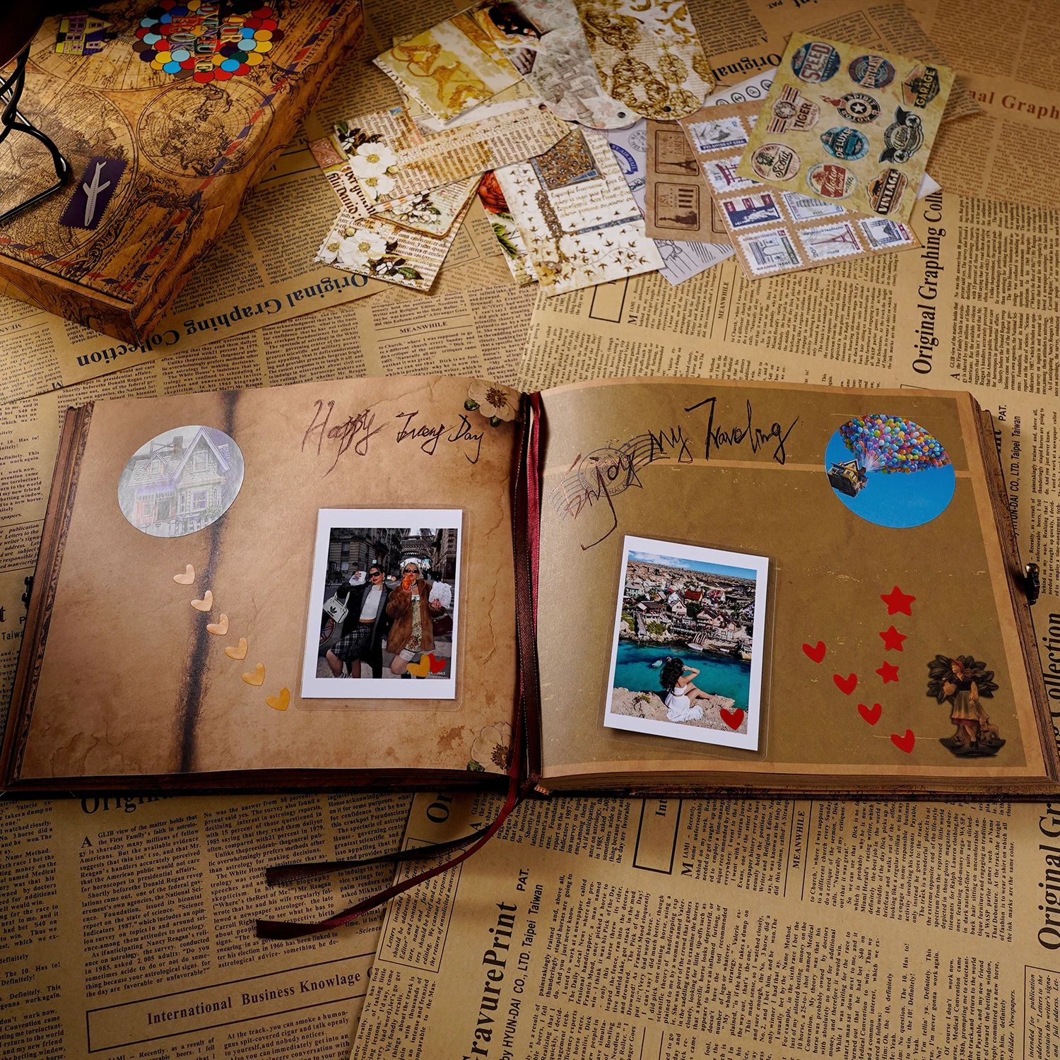Dobrodružství kniha cestovní deník hudební album zápisníku retro styl cestovní memorabilia guestbook DIY výročí svatební přítelkyně dar paní